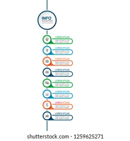 Vector infographic template for vertical diagram, graph, presentation, chart, business concept with 8 options.
