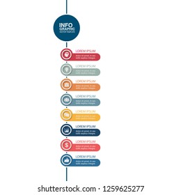 Vector infographic template for vertical diagram, graph, presentation, chart, business concept with 8 options.