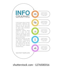 Infografik-Vorlage zur Vektorillustration für Vertikaldiagramm, Grafik, Präsentation, Diagramm, Geschäftskonzept mit 5 Optionen.