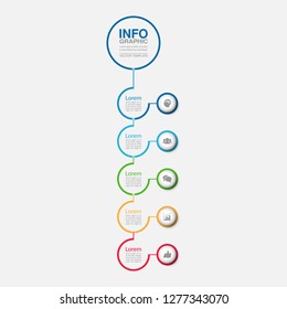 Vector infographic template for vertical diagram, graph, presentation, chart, business concept with 5 options.