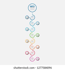 Vector infographic template for vertical diagram, graph, presentation, chart, business concept with 8 options.