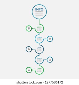 Vector infographic template for vertical diagram, graph, presentation, chart, business concept with 5 options.
