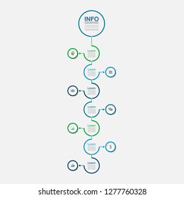 Vector infographic template for vertical diagram, graph, presentation, chart, business concept with 7 options.