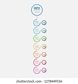 Vector infographic template for vertical diagram, graph, presentation, chart, business concept with 7 options.
