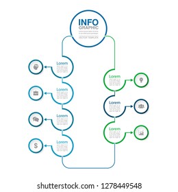 Vector infographic template for vertical diagram, graph, presentation, chart, business concept with 7 options.