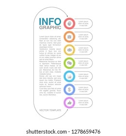 Infografik-Vorlage für Vektorillustration für Vertikaldiagramm, Grafik, Präsentation, Diagramm, Geschäftskonzept mit 7 Optionen.