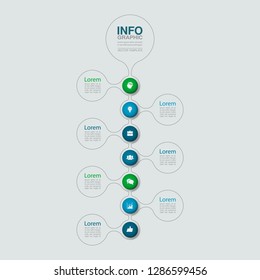 Vector infographic template for vertical diagram, graph, presentation, chart, business concept with 7 options.