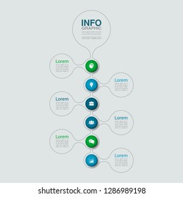 Vector infographic template for vertical diagram, graph, presentation, chart, business concept with 6 options.