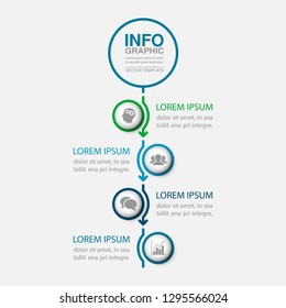 Vector infographic template for vertical diagram, graph, presentation, chart, business concept with 4 options.