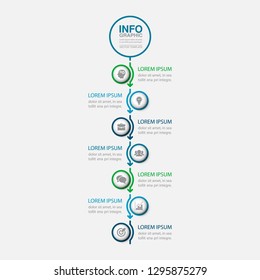 Vector infographic template for vertical diagram, graph, presentation, chart, business concept with 7 options.