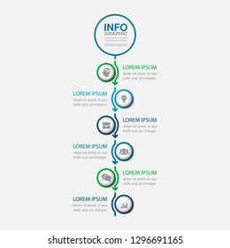 Vector infographic template for vertical diagram, graph, presentation, chart, business concept with 5 options.
