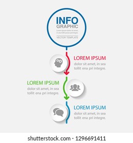 Vector infographic template for vertical diagram, graph, presentation, chart, business concept with 3 options.