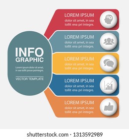 Vector infographic template for vertical diagram, graph, presentation, chart, business concept with 5 options.