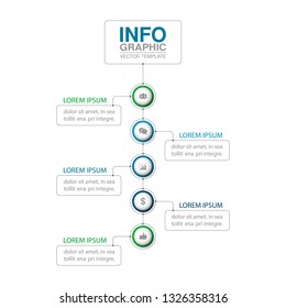 Vector infographic template for vertical diagram, graph, presentation, chart, business concept with 5 options.