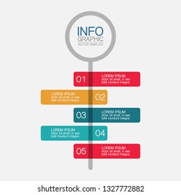 Vector infographic template for vertical diagram, graph, presentation, chart, business concept with 5 options.