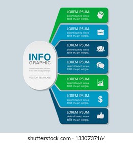 Vector infographic template for vertical diagram, graph, presentation, chart, business concept with 7 options.