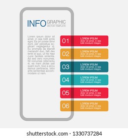 Vector infographic template for vertical diagram, graph, presentation, chart, business concept with 6 options.