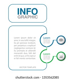 Vector infographic template for vertical diagram, graph, presentation, chart, business concept with 2 options.