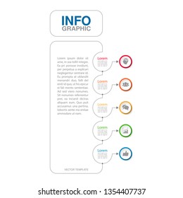 Vector infographic template for vertical diagram, graph, presentation, chart, business concept with 5 options.