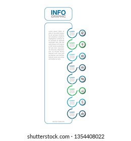 Vector infographic template for vertical diagram, graph, presentation, chart, business concept with 8 options.