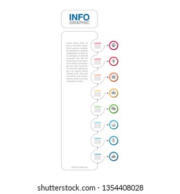 Vector infographic template for vertical diagram, graph, presentation, chart, business concept with 8 options.