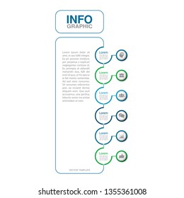Vector infographic template for vertical diagram, graph, presentation, chart, business concept with 6 options.