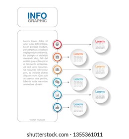 Vector infographic template for vertical diagram, graph, presentation, chart, business concept with 6 options.