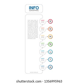 Vector infographic template for vertical diagram, graph, presentation, chart, business concept with 7 options.