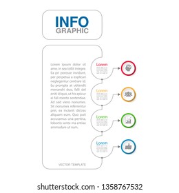 Vector infographic template for vertical diagram, graph, presentation, chart, business concept with 4 options.