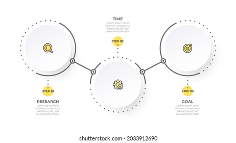 Vector infographic template. Workflow elements design with icons and 3 options. Can be used for business process steps, info chart, web design.