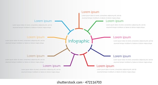 Vector infographic templates for detailed reports from the various process steps.There are 9 steps.