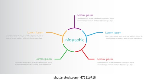 Vector infographic templates for detailed reports from the various process steps.There are 5 steps.