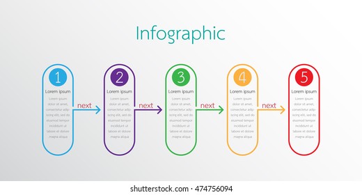 Vector infographic templates for detailed reports from the various process steps.There are 5 steps.
