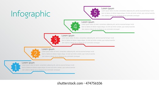 Vector infographic templates for detailed reports from the various process steps.There are 5 steps.
