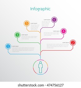 Vector infographic templates for detailed reports from the various process steps.There are 6 steps.