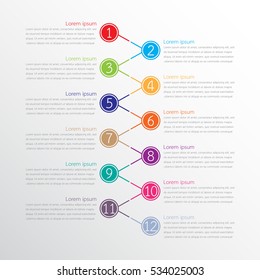 Plantillas de infografía vectorial para informes detallados de los distintos pasos del proceso.