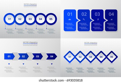 Vector infographic templates for diagram, graph, presentation and chart. Business concepts with 4 and 5 options, parts, steps or processes.