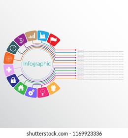 Vector infographic templates used for detailed reports. All 12 topics.