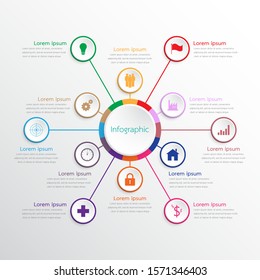Vector infographic templates used for detailed reports. All 12 topics.