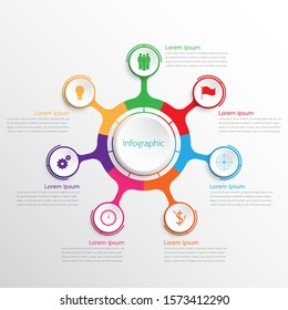 Plantillas de infografía vectorial utilizadas para informes detallados. Los 7 temas.