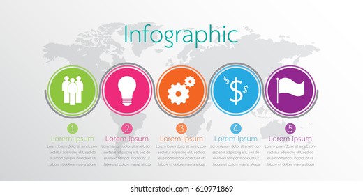 Vector infographic templates used for detailed reports. All 5 topics.