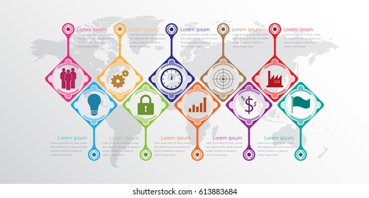 Vector infographic templates used for detailed reports. All 10 topics.