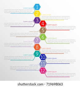 Vector infographic templates used for detailed reports. All 12 topics.