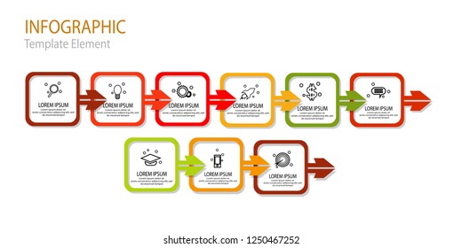 	
Vector Infographic thin line arrow design with icons template