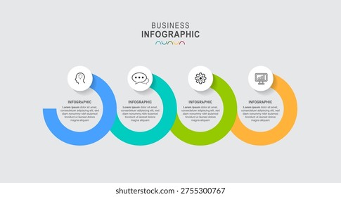 Vector infographic thin line circle design label with icons Template. Business concept with 4 steps. EPS 10 vector design illustration new modern mock up for infographic design