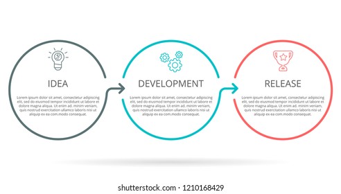 Vector Infographic thin line circles design with icons and 3 options or steps. Infographics for business concept. Can be used for presentations banner, workflow layout, process diagram, flow chart