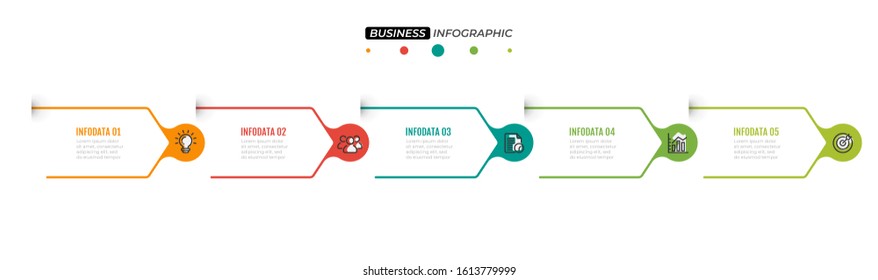 Vector Infographic thin line deisgn label with arrow and 5 options or steps. Vector template. Can be used for business concept, info chart, graph, web design