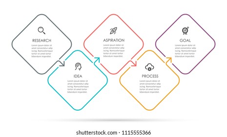 Vector Infographic thin line design and icons   5 options steps  Infographics for business concept  Can be used for presentations banner  workflow layout  process diagram  flow chart  info graph
