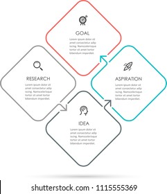 Vector Infographic thin line design with icons and 4 options or steps. Infographics for business concept. Can be used for presentations banner, workflow layout, process diagram, flow chart, info graph