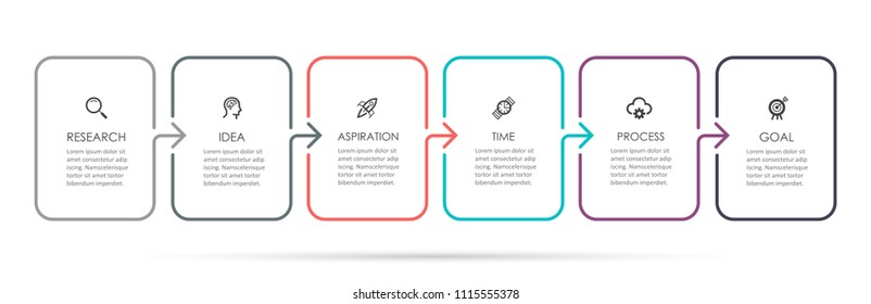 Vector Infographic thin line design with icons and 6 options or steps. Infographics for business concept. Can be used for presentations banner, workflow layout, process diagram, flow chart, info graph - Shutterstock ID 1115555378
